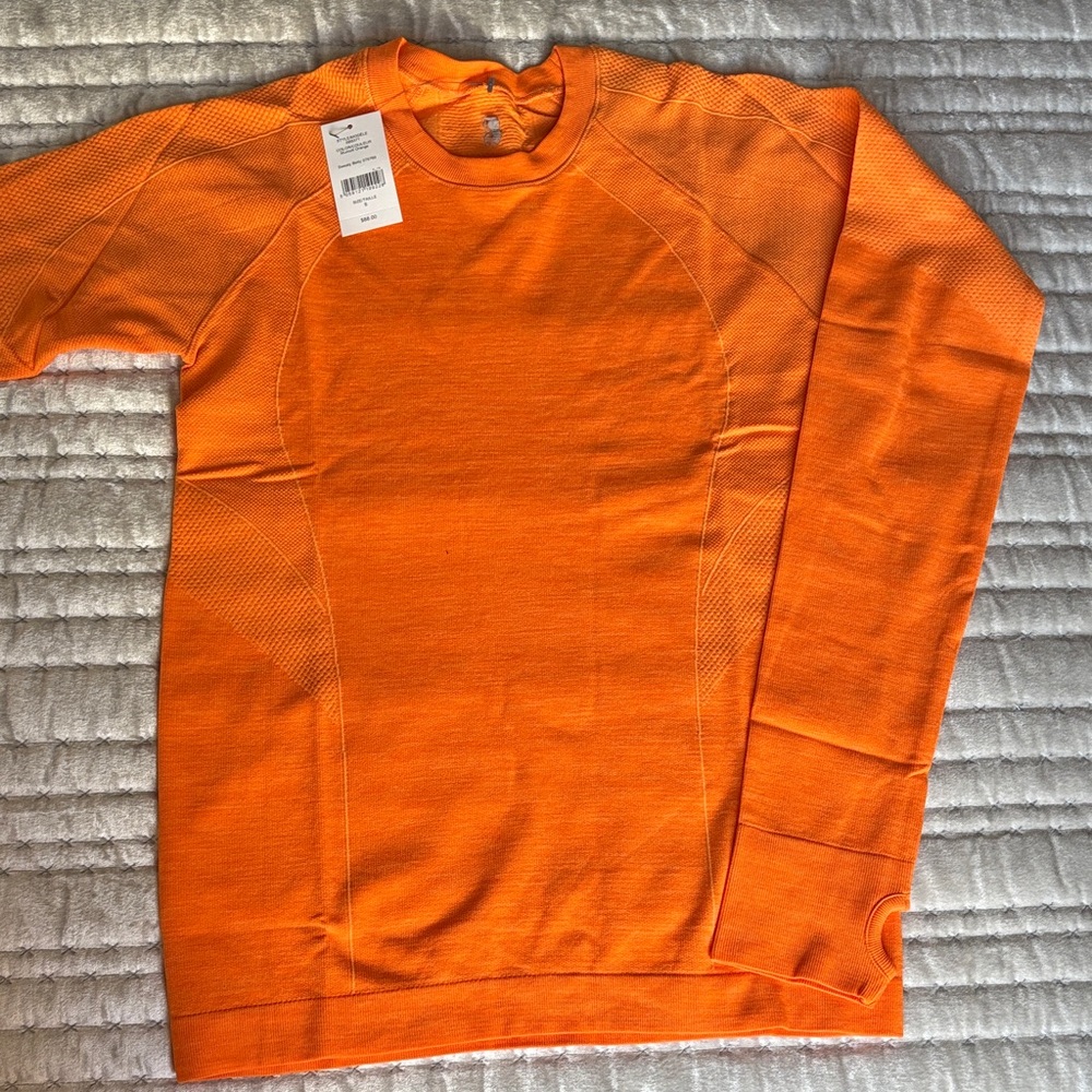 NWT $88 British Sweaty Betty Long Sleeve Workout Top Murcotte Orange Small - Picture 4 of 10